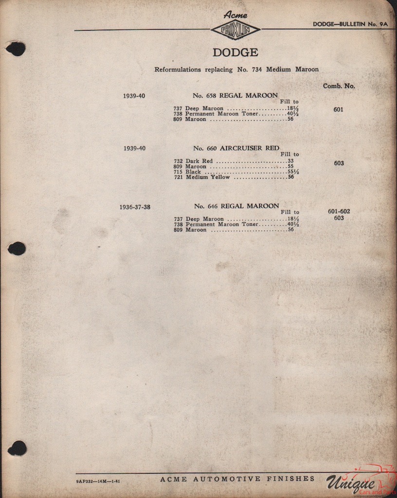 1939 Dodge Paint Charts Acme 3